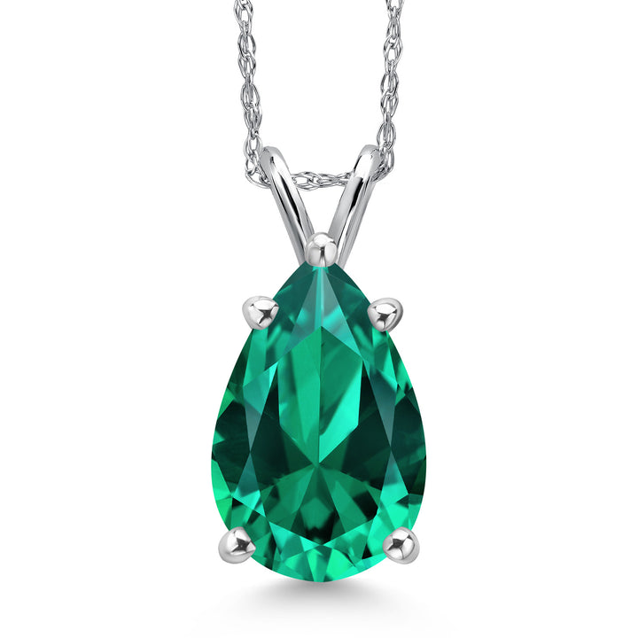 Nano Emerald - May_Pendant in 14K White Gold