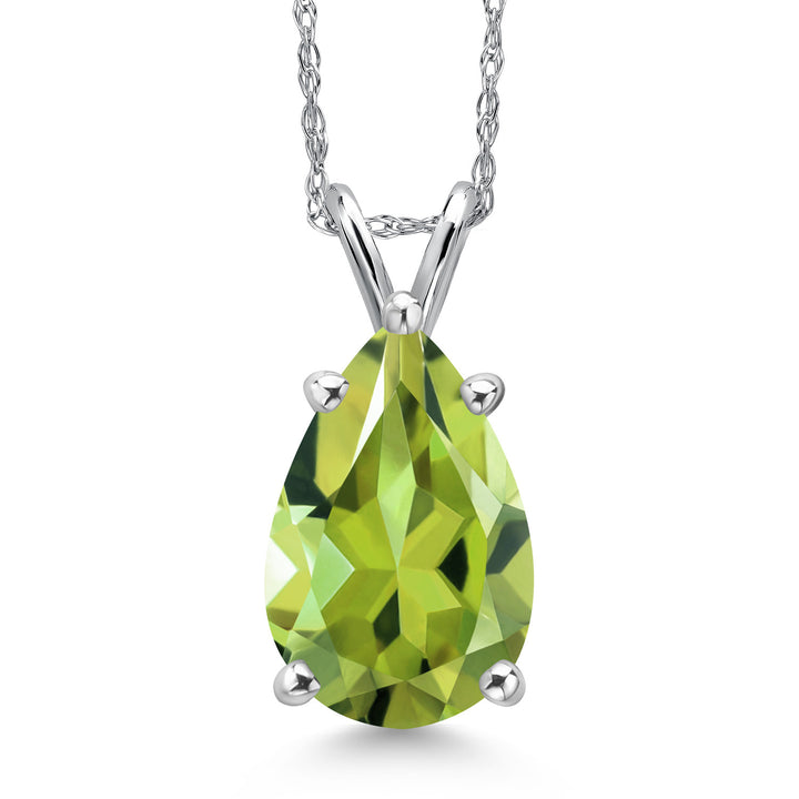 Peridot - August_Pendant in 14K White Gold