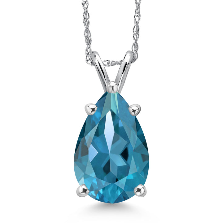 London Blue Topaz - November_Pendant in 14K White Gold