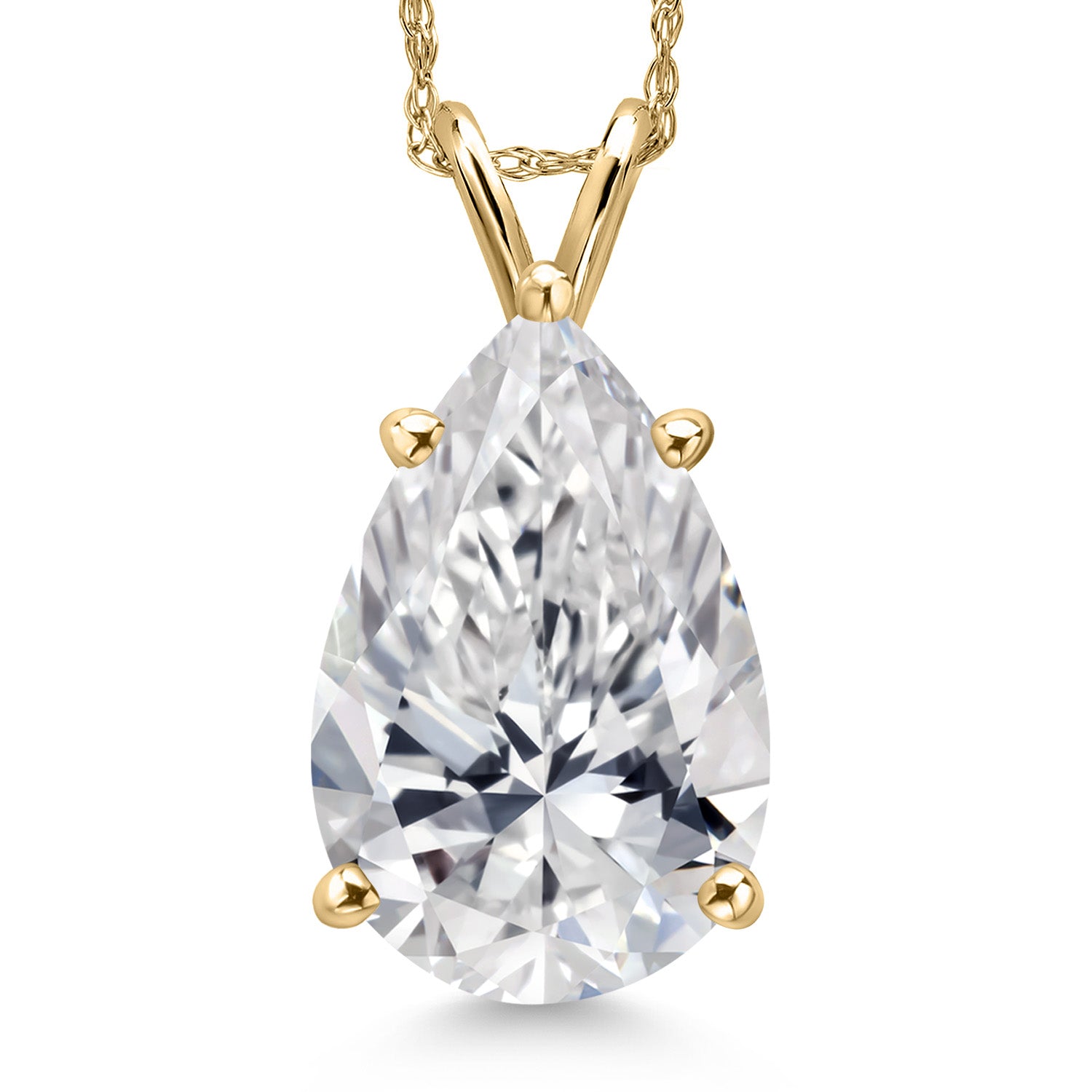 Pear Shape_5.00 Carat_Yellow Gold_Pendant in 14K Yellow Gold
