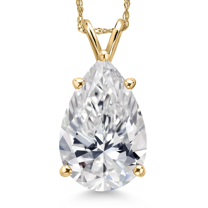 Pear Shape_5.00 Carat_Yellow Gold_Pendant in 14K Yellow Gold