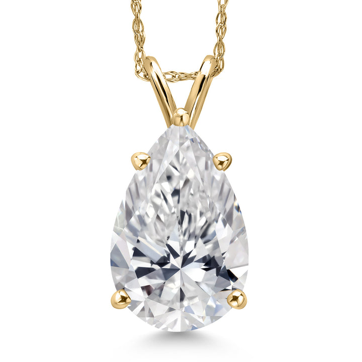 Pear Shape_4.00 Carat_Yellow Gold_Pendant in 14K Yellow Gold