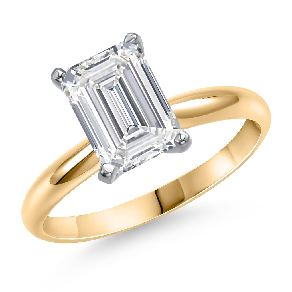 Emerald Cut_3.00 Carat_8_Ring in 14K Two Tone Gold