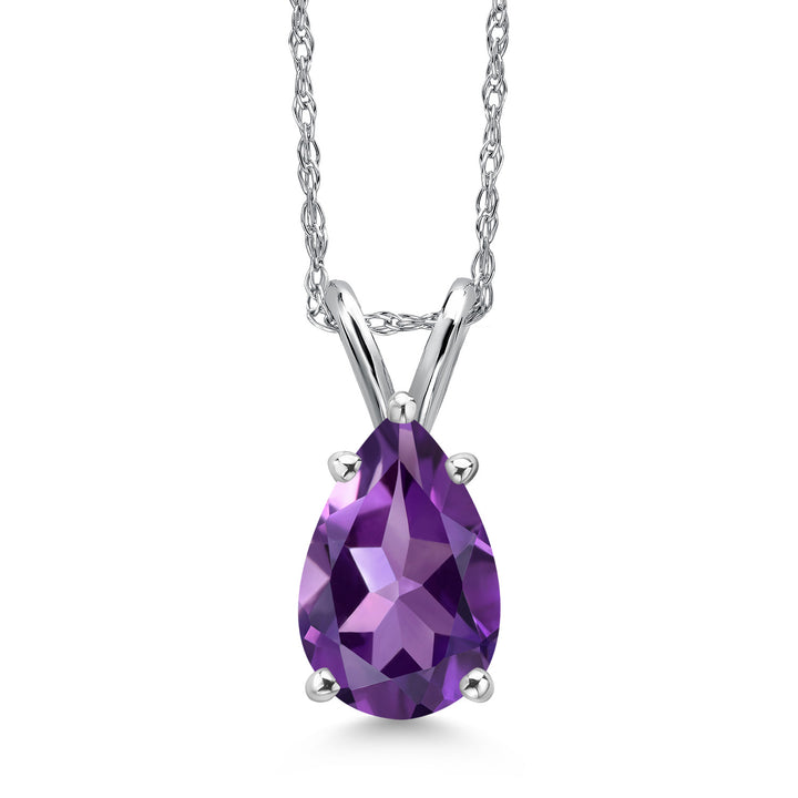 Amethyst - February_Pendant in 14K White Gold