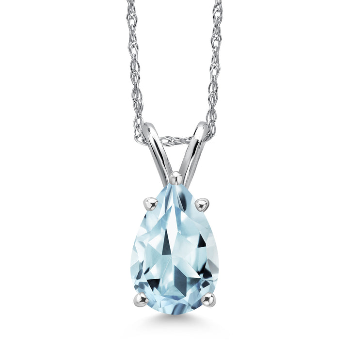 Aquamarine - March_Pendant in 14K White Gold