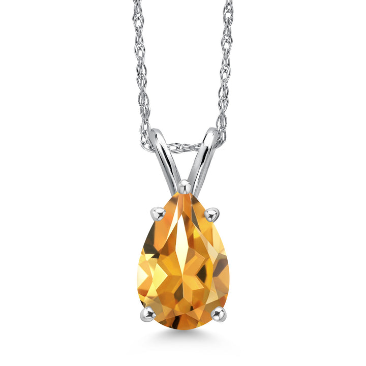 Citrine - November_Pendant in 14K White Gold