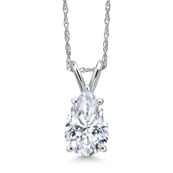 White Moissanite - April_Pendant in 14K White Gold