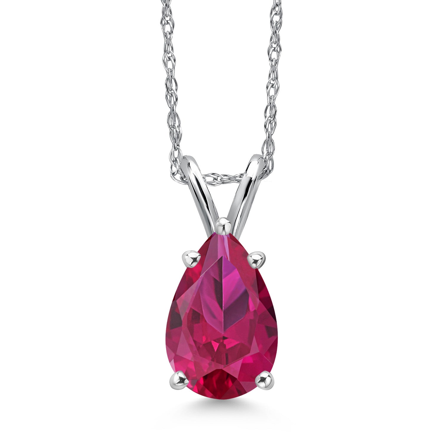 Created Ruby - July_Pendant in 14K White Gold