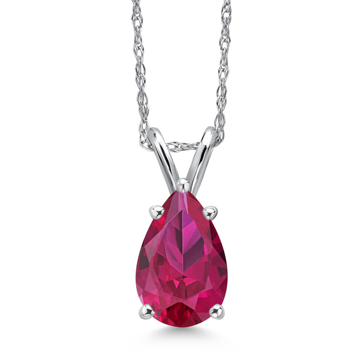 Created Ruby - July_Pendant in 14K White Gold