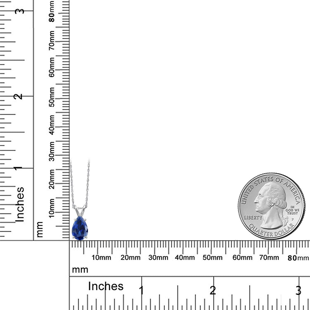 Blue Created Sapphire - September_Pendant in 14K White Gold