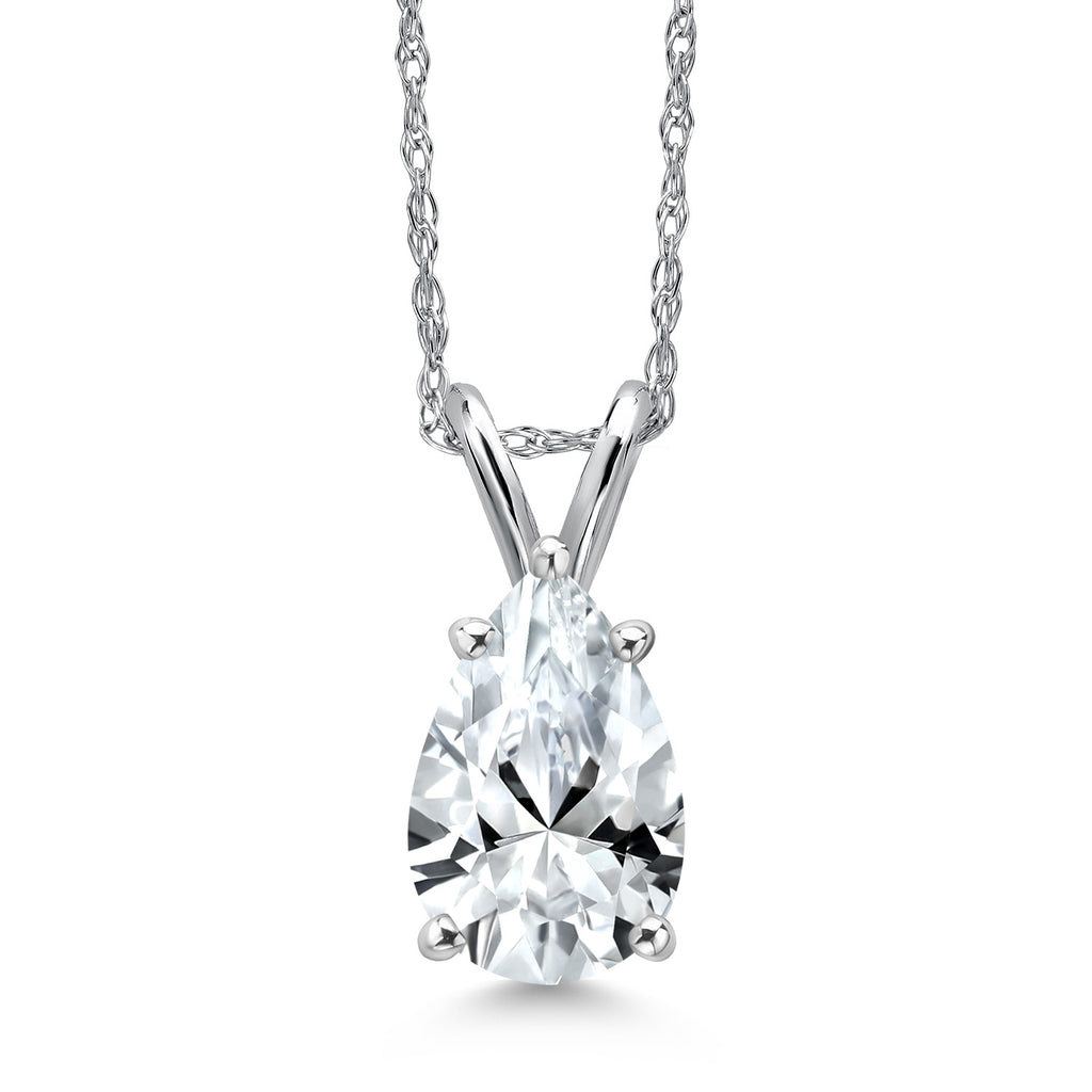 White Created Sapphire - September_Pendant in 14K White Gold