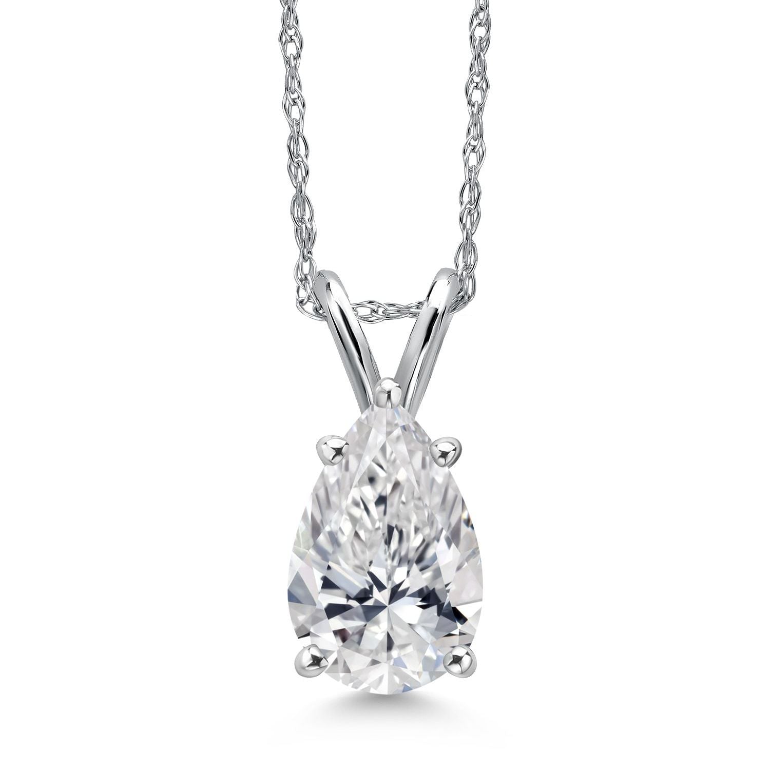Pear Shape_1.00 Carat_White Gold_Pendant in 14K White Gold