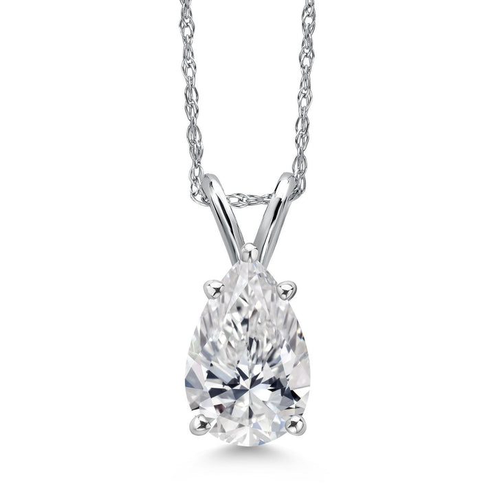 Pear_1 Ct_White Gold_Pendant in 14K White Gold