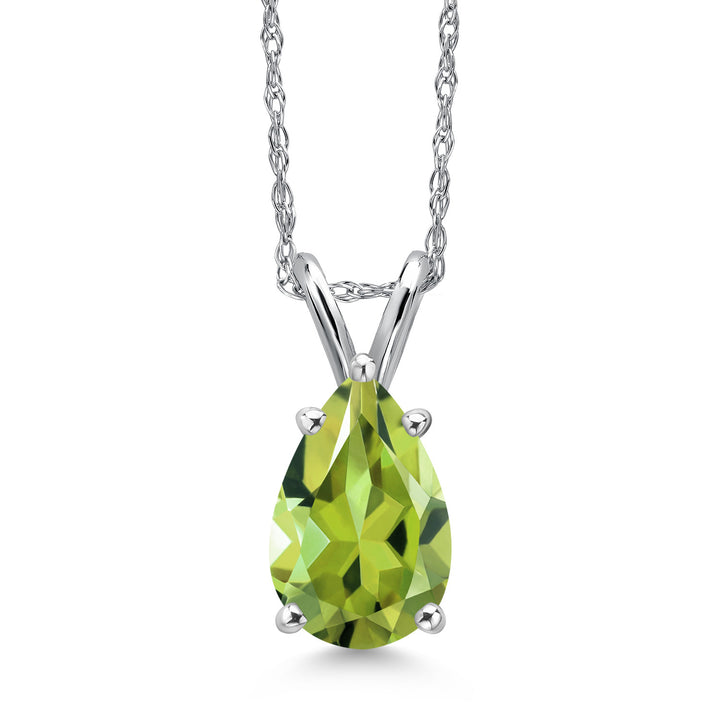 Peridot - August_Pendant in 14K White Gold