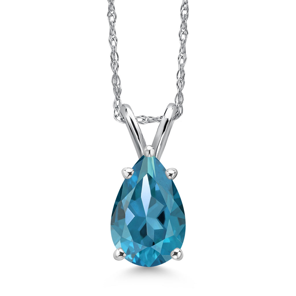 London Blue Topaz - November_Pendant in 14K White Gold