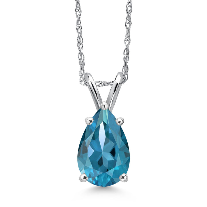 London Blue Topaz - November_Pendant in 14K White Gold