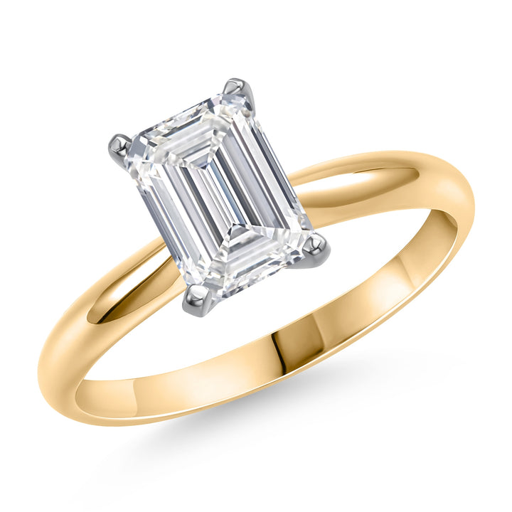 Emerald Cut_2.00 Carat_5_Ring in 14K Two Tone Gold