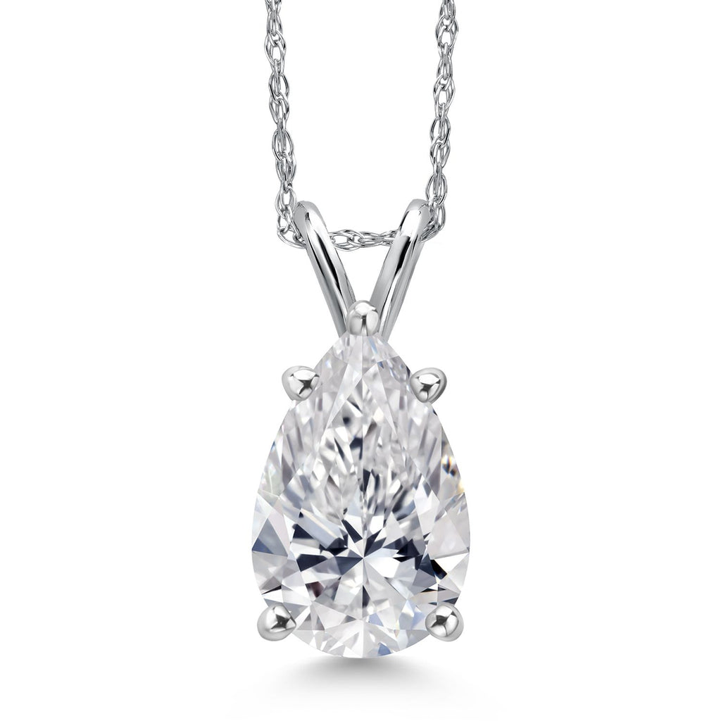 Pear_2 Ct_White Gold_Pendant in 14K White Gold