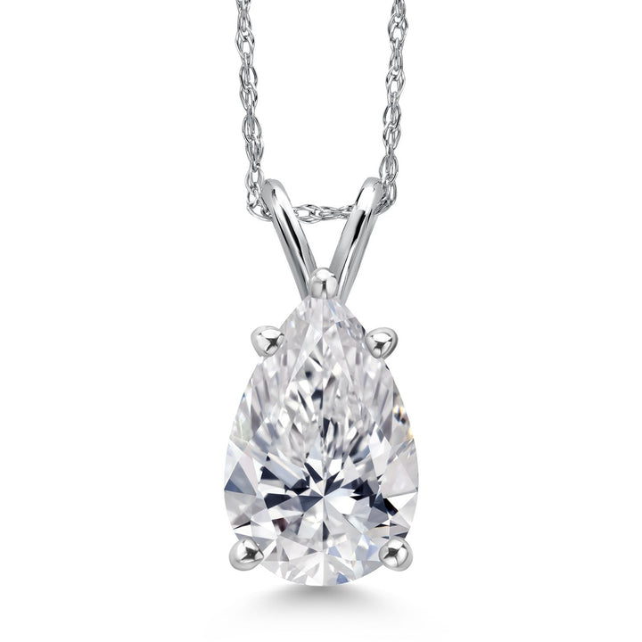 Pear_2 Ct_White Gold_Pendant in 14K White Gold