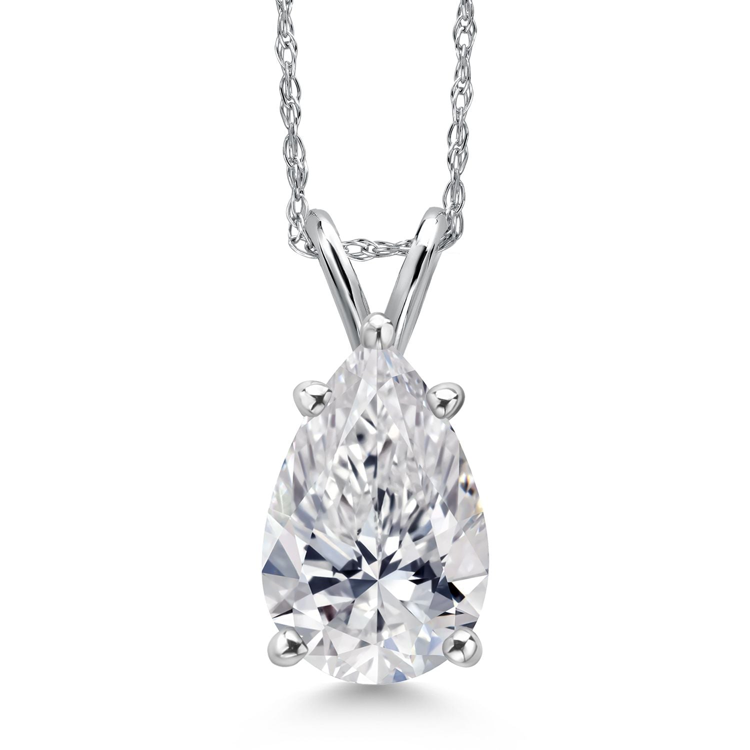 Pear Shape_2.00 Carat_White Gold_Pendant in 14K White Gold