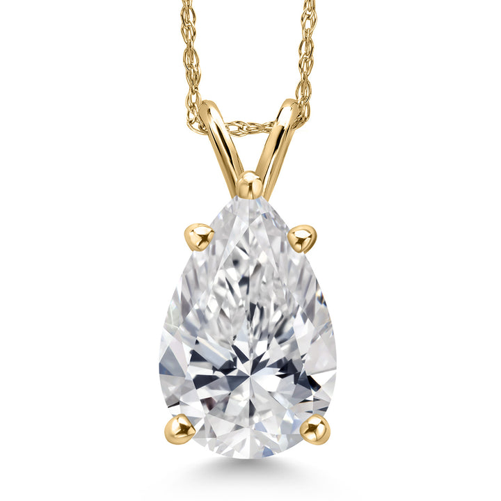 Pear Shape_3.00 Carat_Yellow Gold_Pendant in 14K Yellow Gold