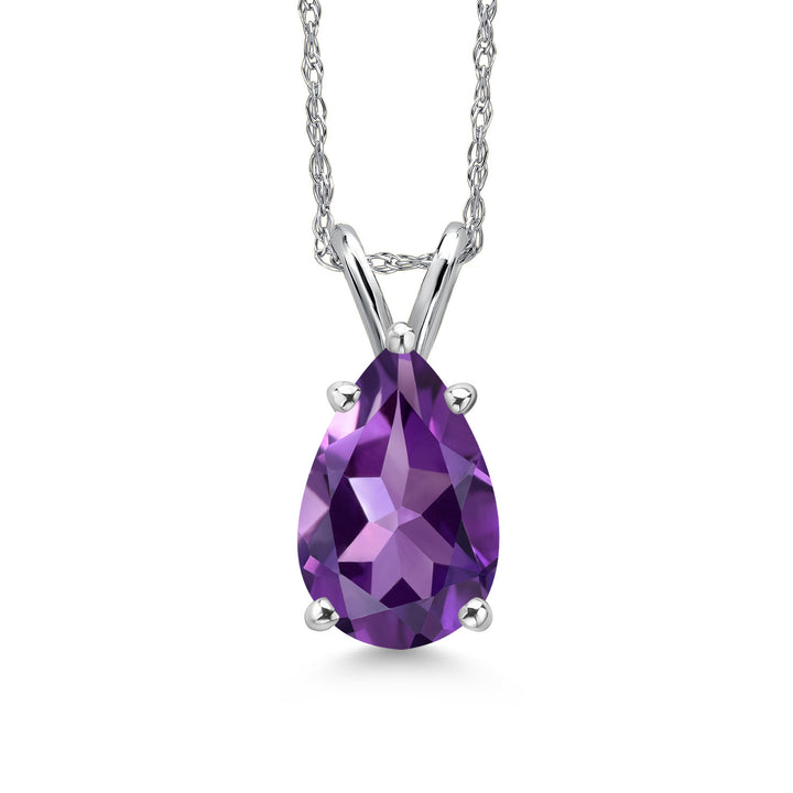 Amethyst - February_Pendant in 14K White Gold