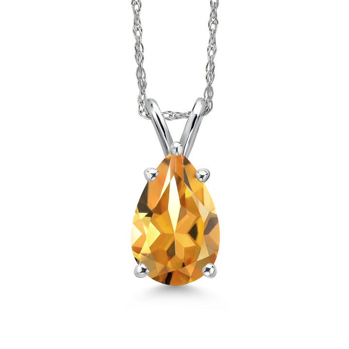 Citrine - November_Pendant in 14K White Gold