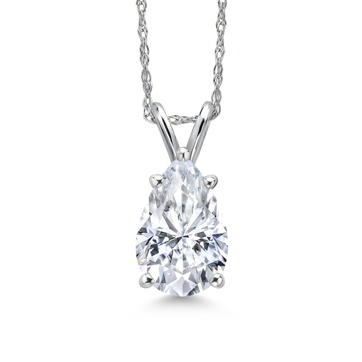 White Moissanite - April_Pendant in 14K White Gold