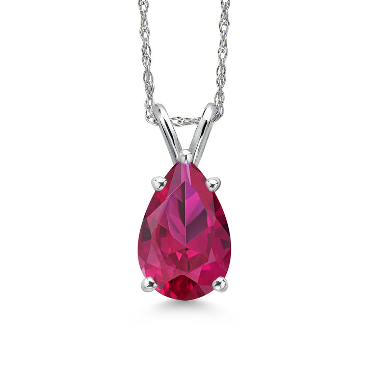 Created Ruby - July_Pendant in 14K White Gold