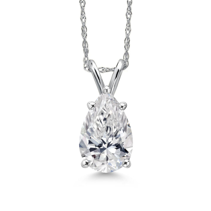 Pear_1.5 Ct_White Gold_Pendant in 14K White Gold