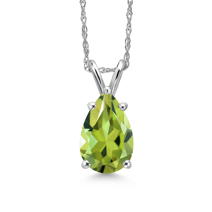 Peridot - August_Pendant in 14K White Gold