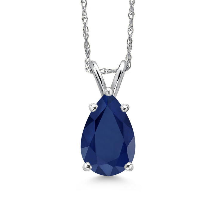Blue Sapphire - September_Pendant in 14K White Gold