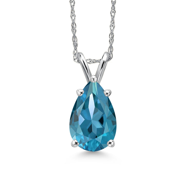 London Blue Topaz - November_Pendant in 14K White Gold