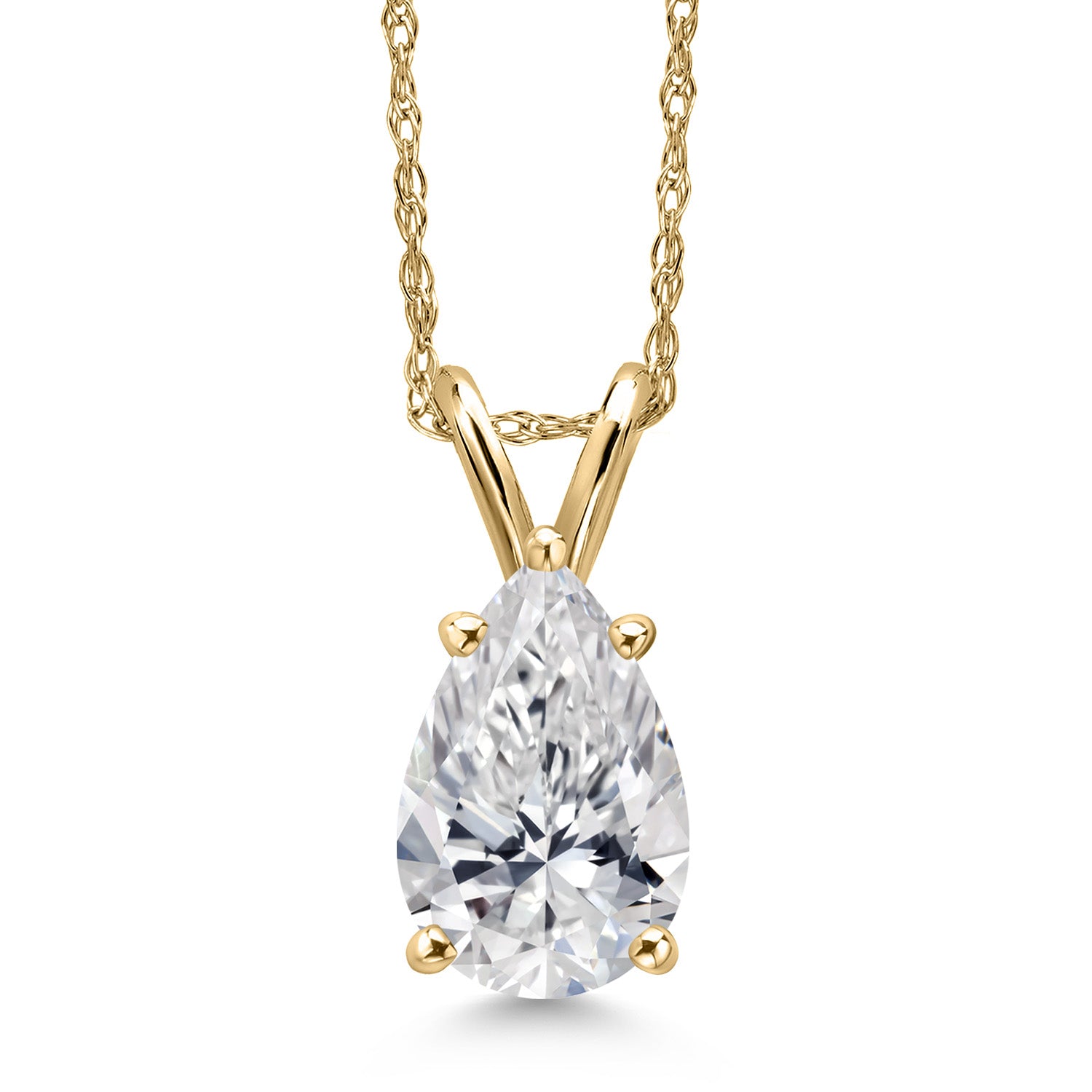 Pear Shape_1.00 Carat_Yellow Gold_Pendant in 14K Yellow Gold