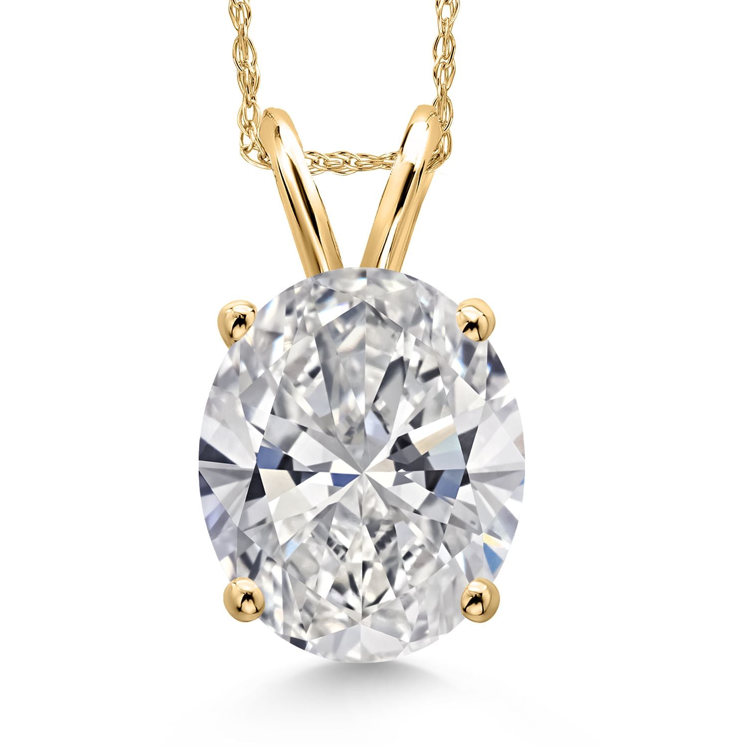 Oval Cut_3.00 Carat_Yellow Gold_Pendant in 14K Yellow Gold