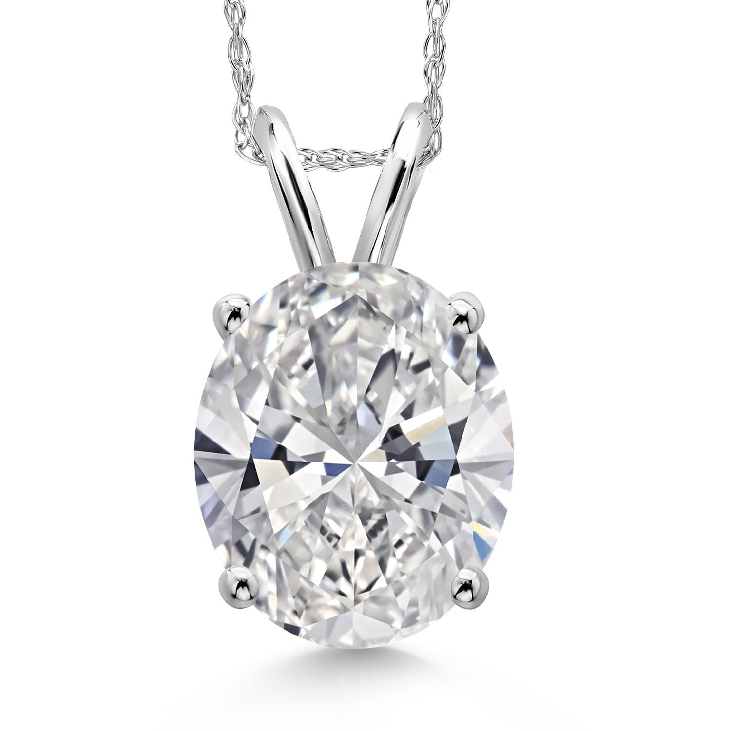 Oval Cut_3.00 Carat_White Gold_Pendant in 14K White Gold