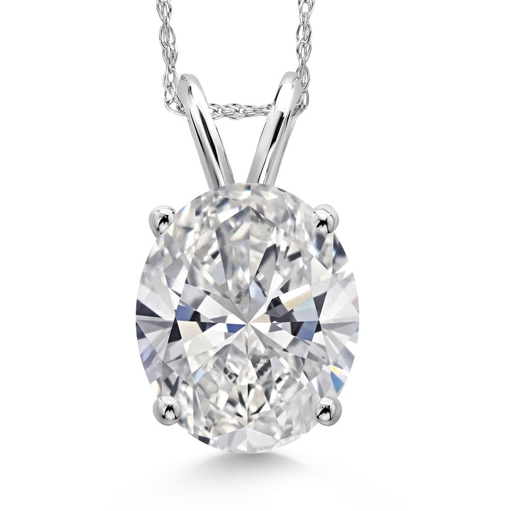 Oval Cut_3.00 Carat_White Gold_Pendant in 14K White Gold