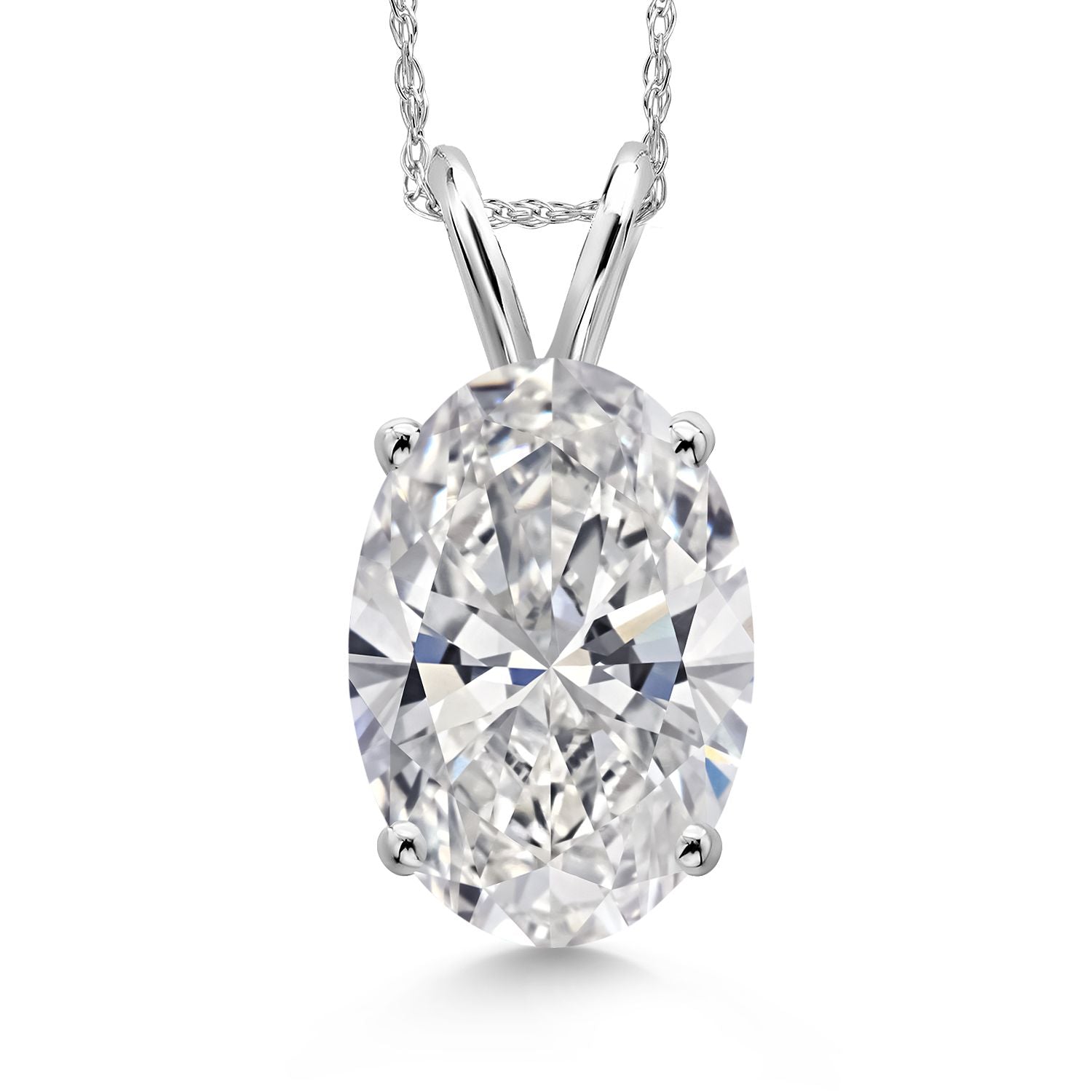 Oval Cut_5.00 Carat_White Gold_Pendant in 14K White Gold