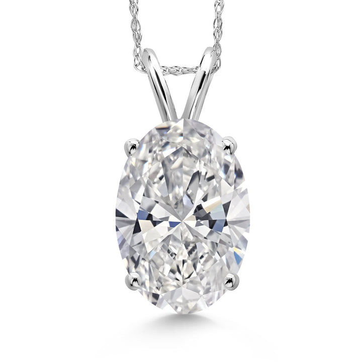 Oval Cut_5.00 Carat_White Gold_Pendant in 14K White Gold