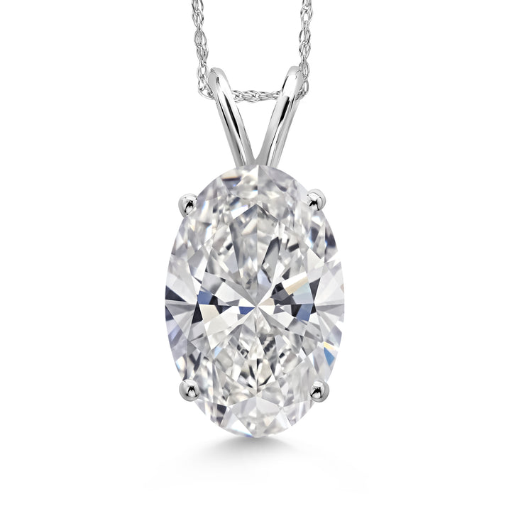 Oval Cut_4.00 Carat_White Gold_Pendant in 14K White Gold