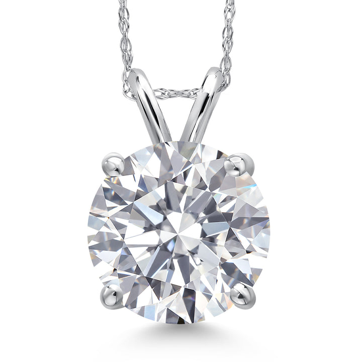 Round Cut_5.00 Carat_White Gold_Pendant in 14K White Gold