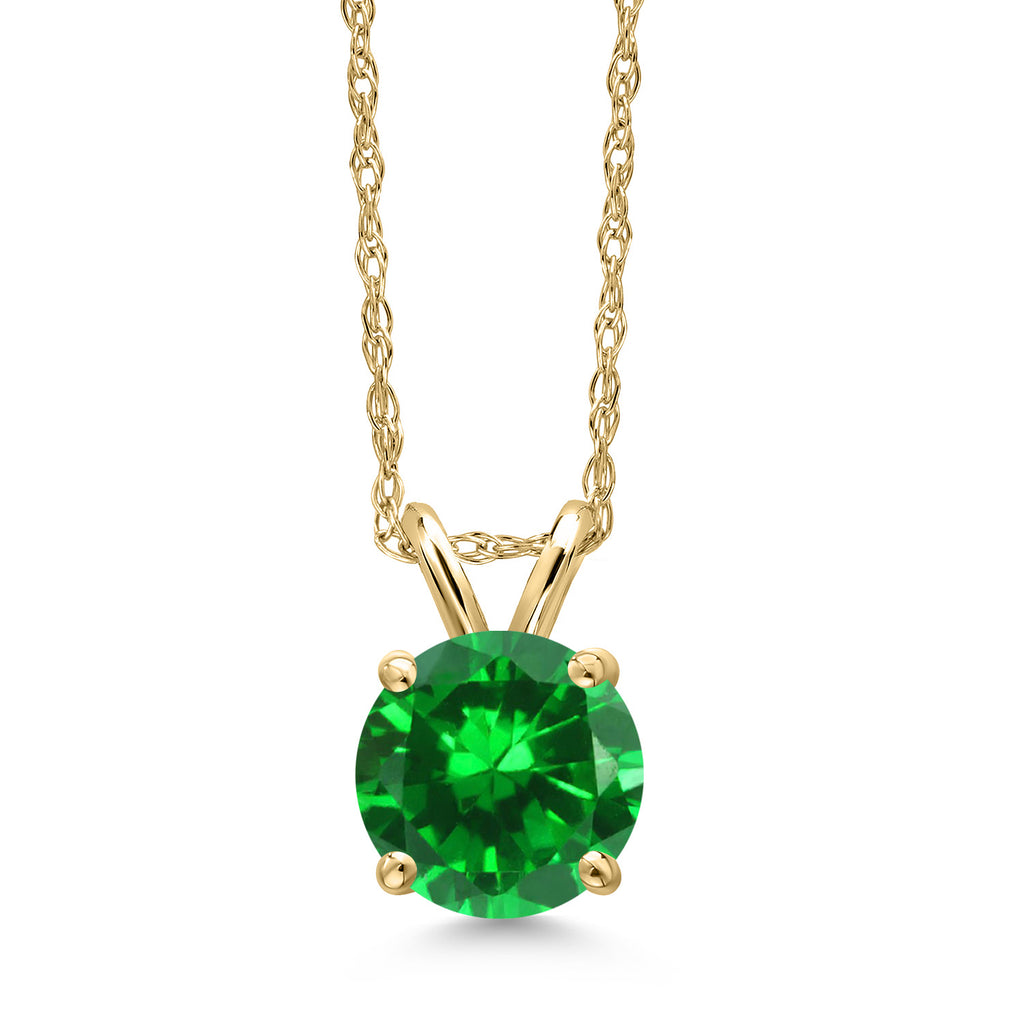 Created Emerald - May_Pendant in 14K Yellow Gold