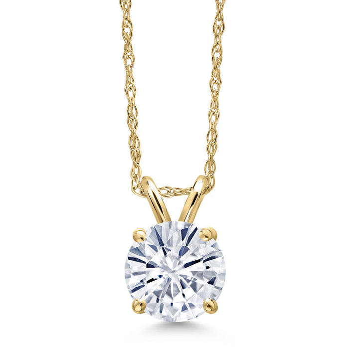 White Moissanite - April_Pendant in 14K Yellow Gold