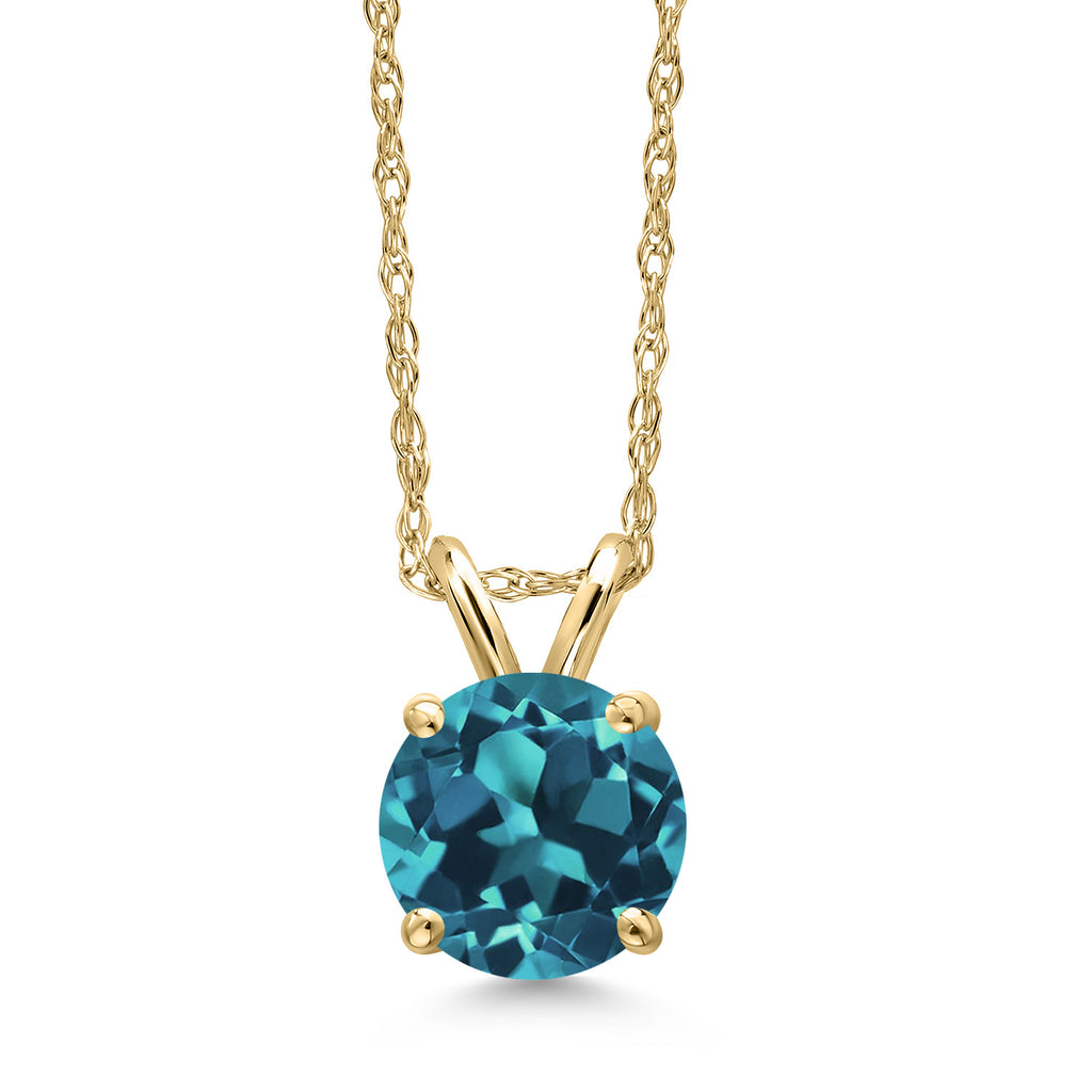 London Blue Topaz - November_Pendant in 14K Yellow Gold