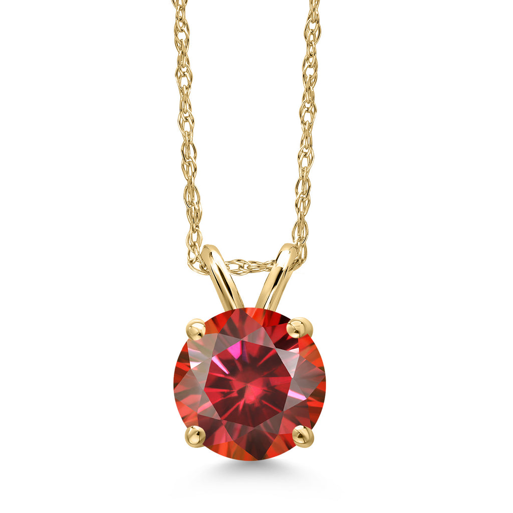 Red Moissanite_Pendant in 14K Yellow Gold