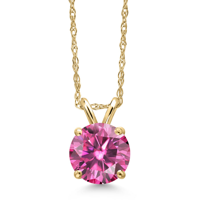 Pink Moissanite_Pendant in 14K Yellow Gold