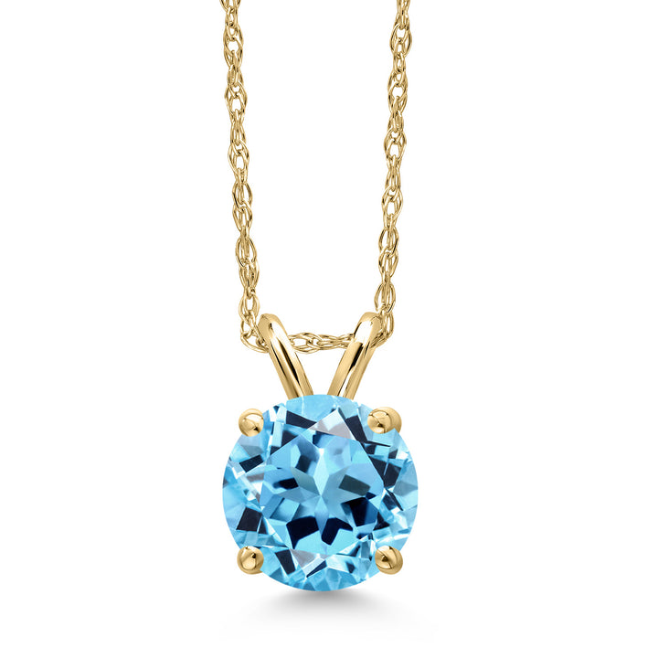 Swiss Blue Topaz_Pendant in 14K Yellow Gold