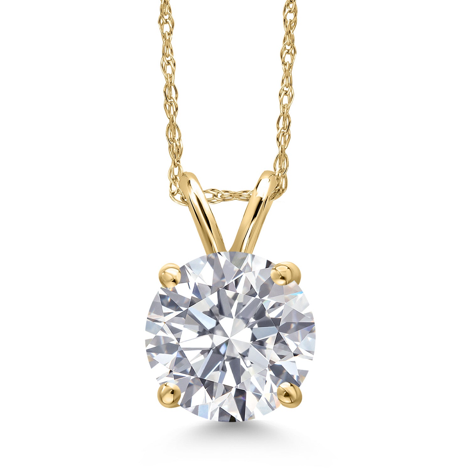 Round Cut_2.00 Carat_Yellow Gold_Pendant in 14K Yellow Gold