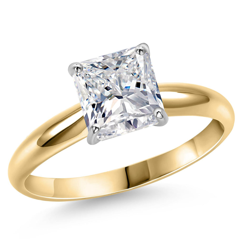 Princess Cut_3.00 Carat_7_Ring in 14K Two Tone Gold