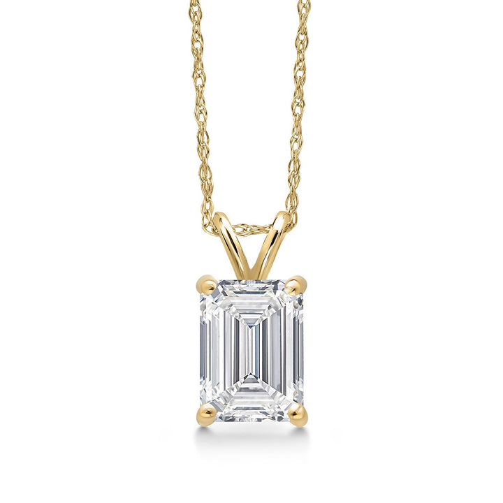 Emerald Cut_1.00 Carat_Yellow Gold_Pendant in 14K Yellow Gold